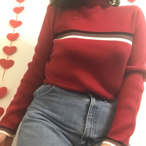 SOLD~ Casual Corner Annex y2k Striped Red Sweater - Picture 4 of 4